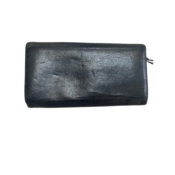 Balenciaga Black Leather Continental Wallet With Zippered Pocket & Snap Closure - Picture 2 of 13